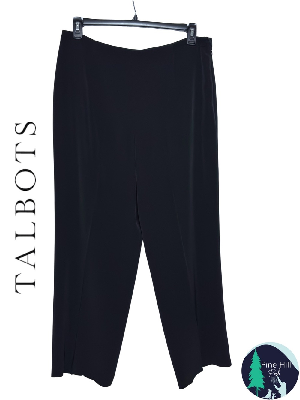 Talbots Dress Pants Straight Leg High Rise Pleated Lined Vintage Black Womens 14